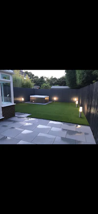 Photo of garden lighting and hot tub installation 